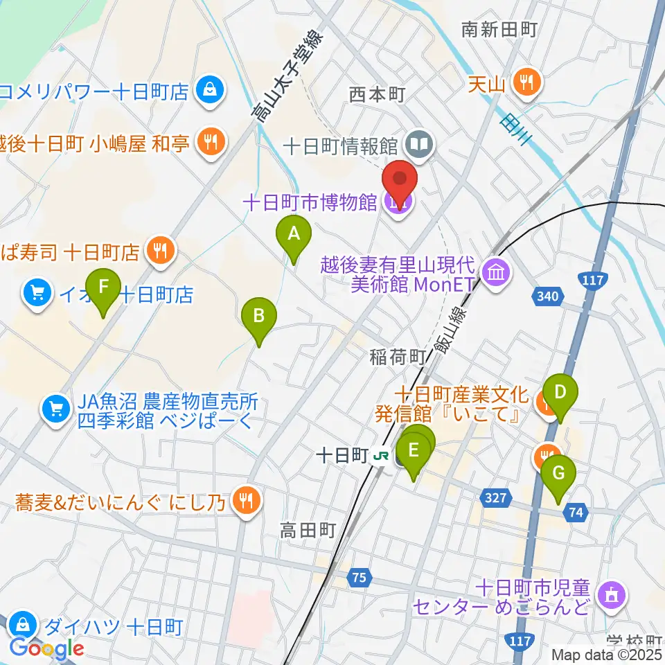 十日町市博物館周辺のカフェ一覧地図