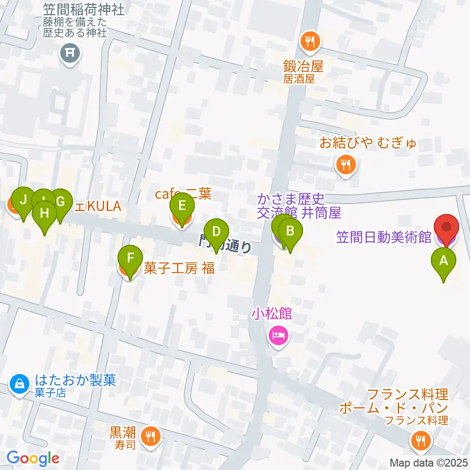 笠間日動美術館周辺のカフェ一覧地図