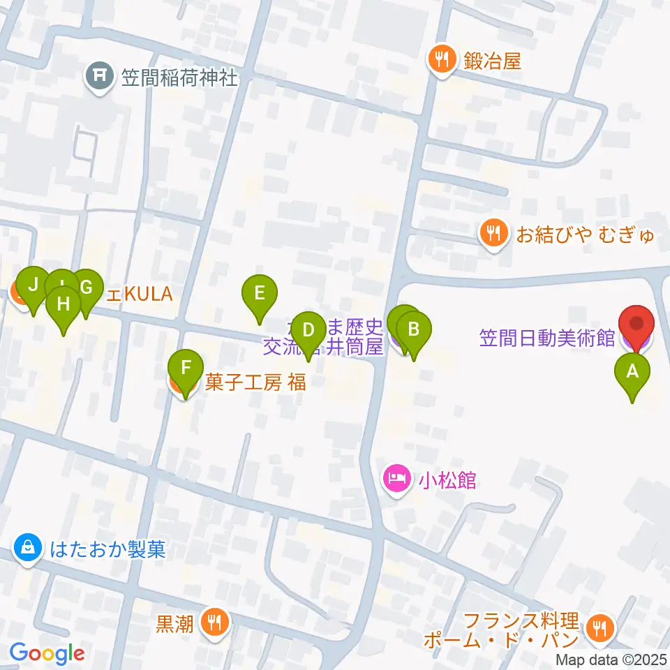 笠間日動美術館周辺のカフェ一覧地図
