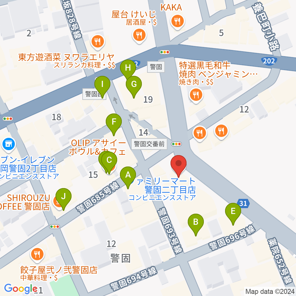 ピアノサロンKEGO周辺のカフェ一覧地図