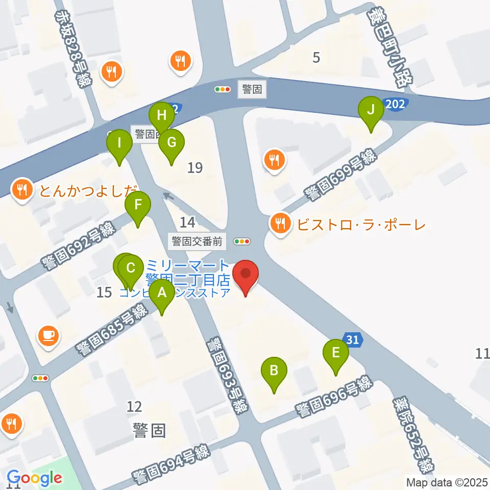 ピアノサロンKEGO周辺のカフェ一覧地図