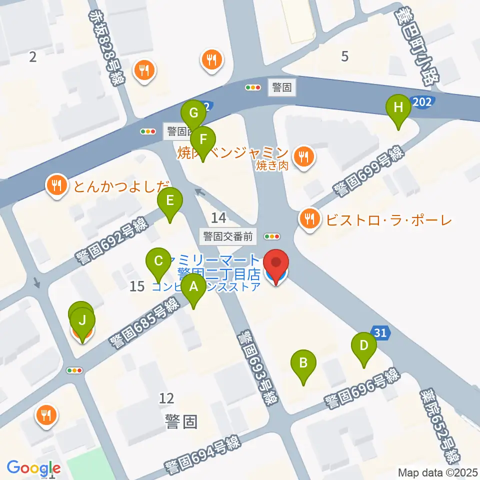 ピアノサロンKEGO周辺のカフェ一覧地図