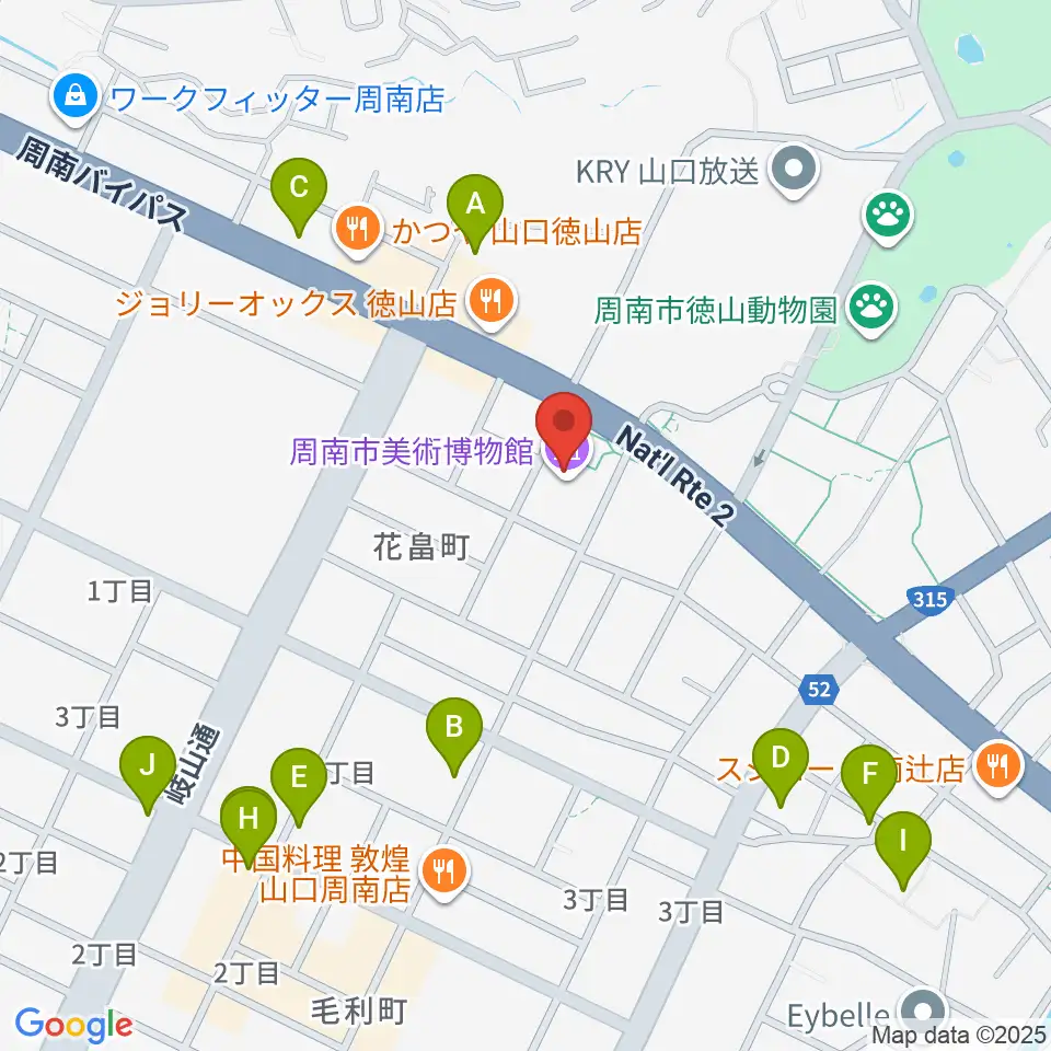 周南市美術博物館周辺のカフェ一覧地図