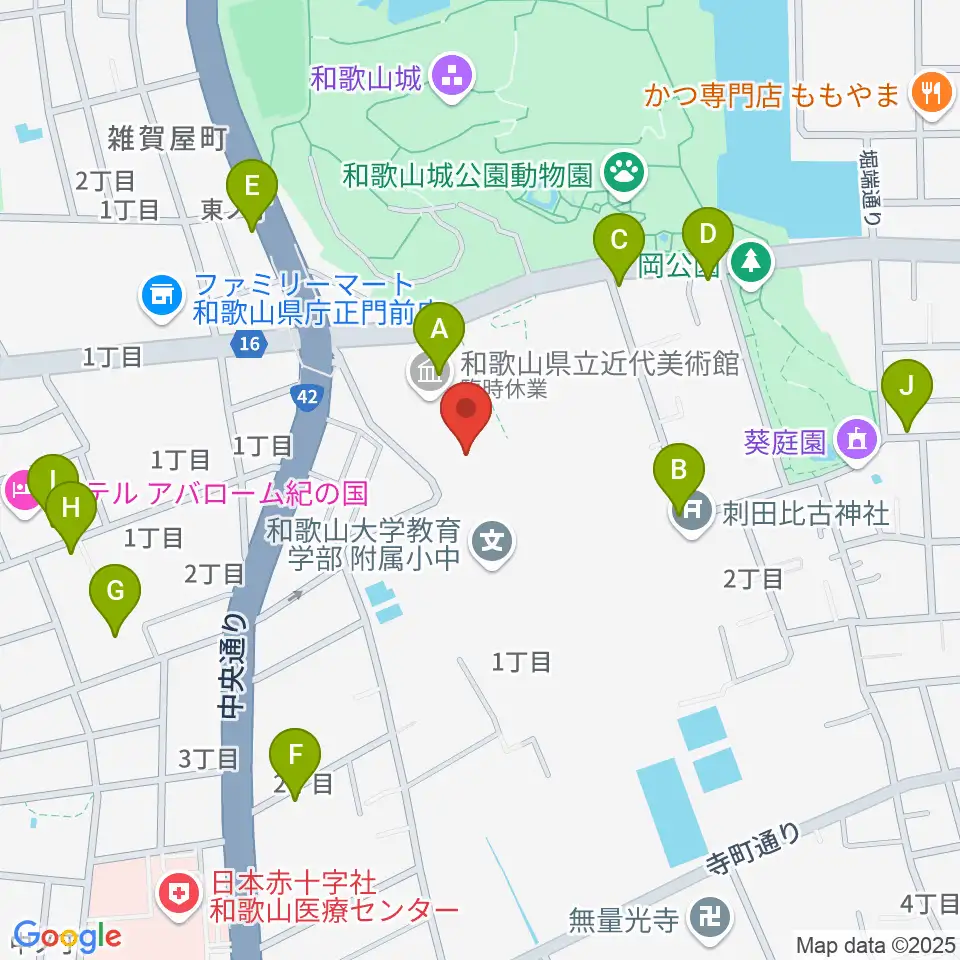 和歌山県立博物館周辺のカフェ一覧地図