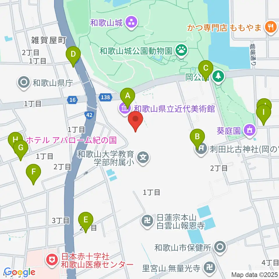 和歌山県立博物館周辺のカフェ一覧地図
