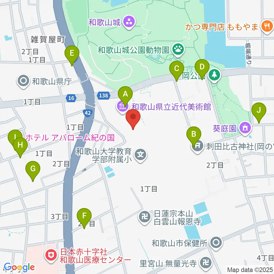 和歌山県立博物館周辺のカフェ一覧地図