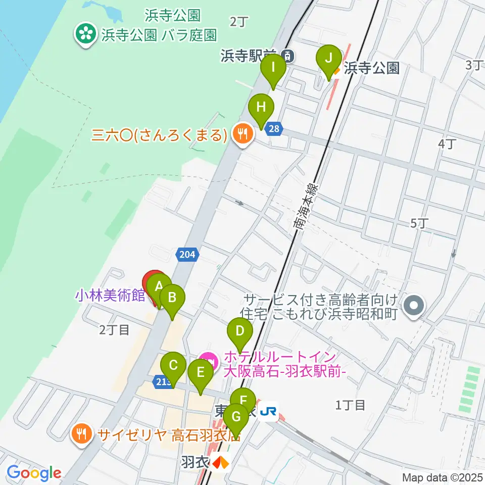 小林美術館周辺のカフェ一覧地図