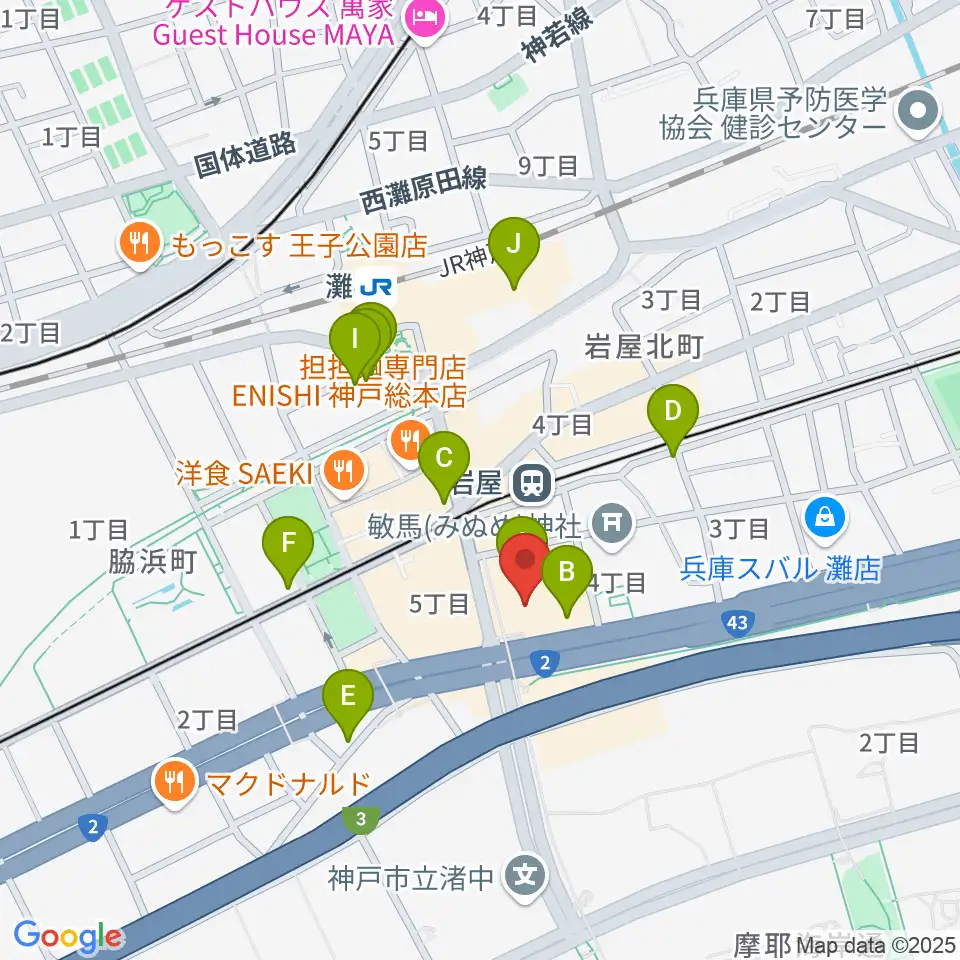 BBプラザ美術館周辺のカフェ一覧地図
