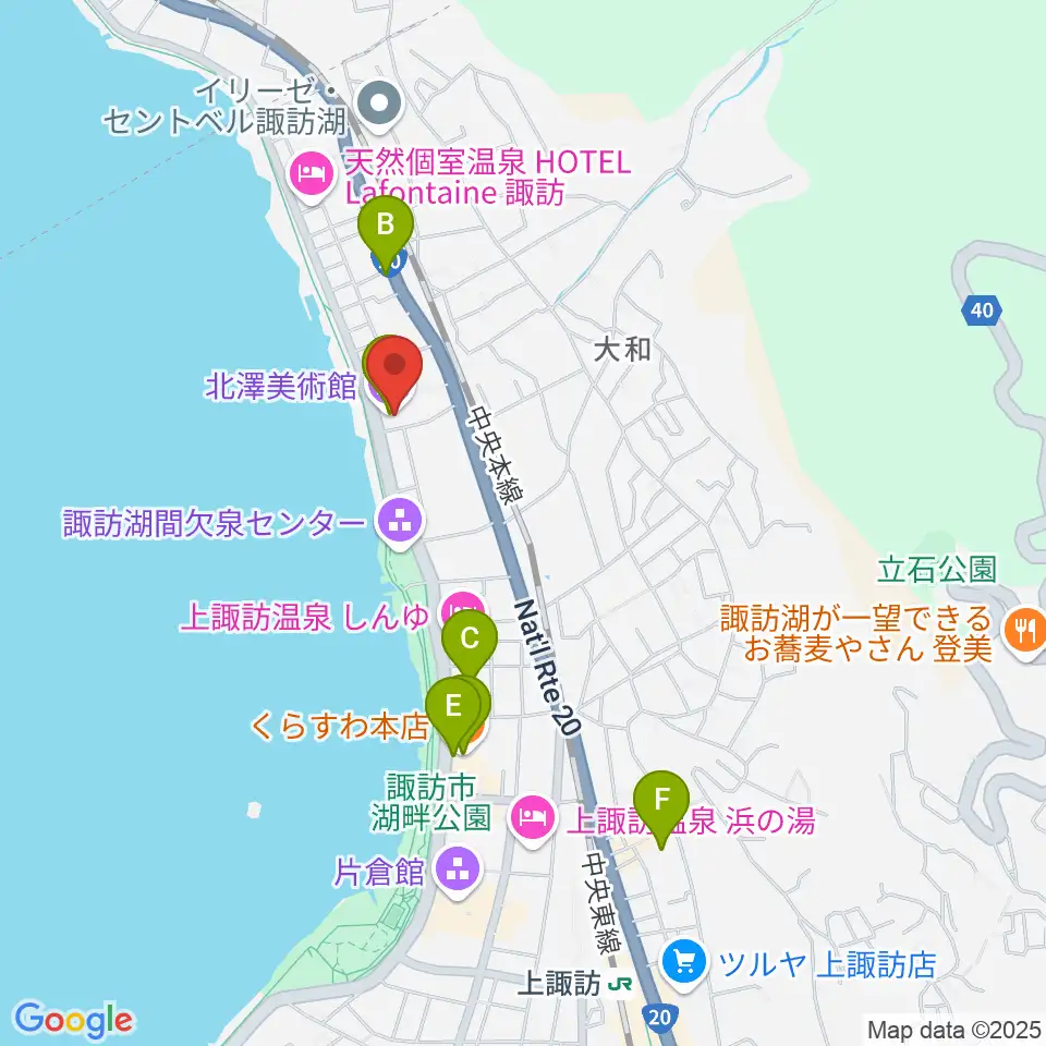 北澤美術館周辺のカフェ一覧地図