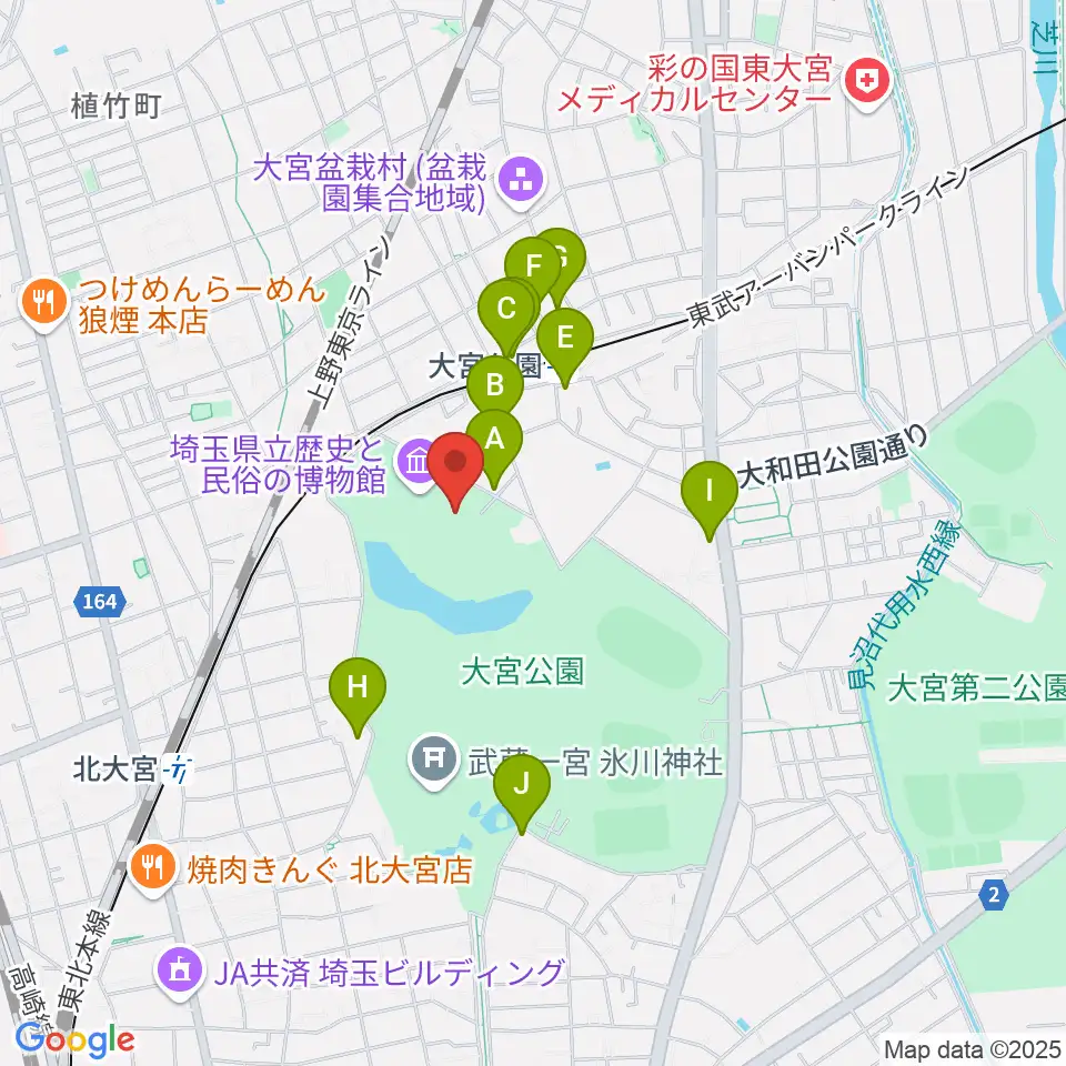 埼玉県立歴史と民俗の博物館周辺のカフェ一覧地図
