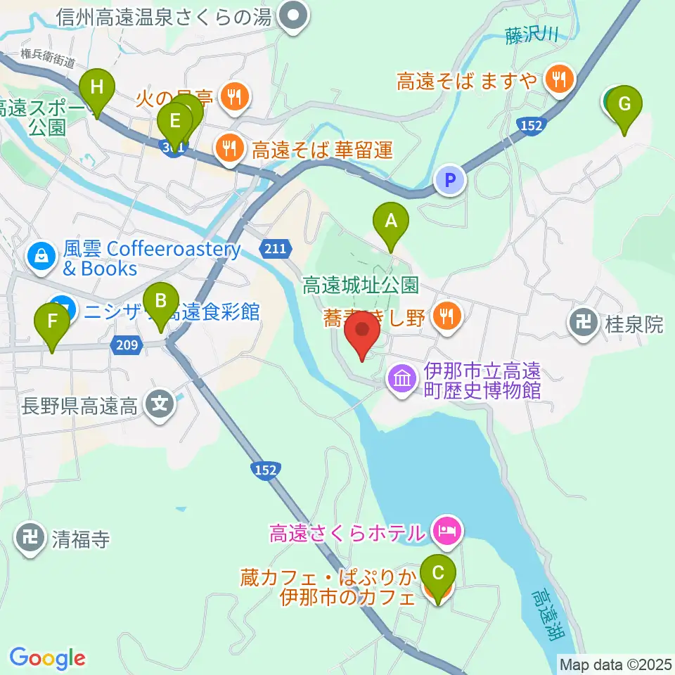 信州高遠美術館周辺のカフェ一覧地図