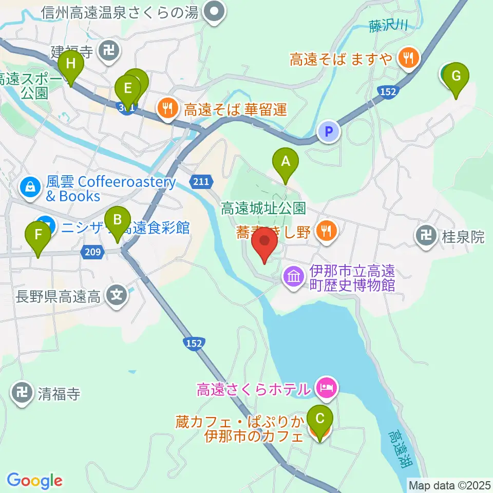 信州高遠美術館周辺のカフェ一覧地図