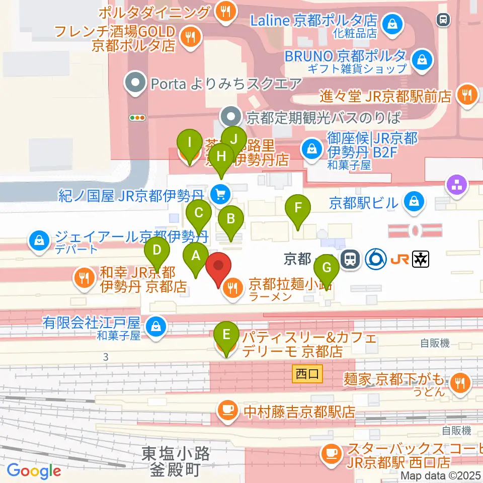 美術館「えき」KYOTO周辺のカフェ一覧地図
