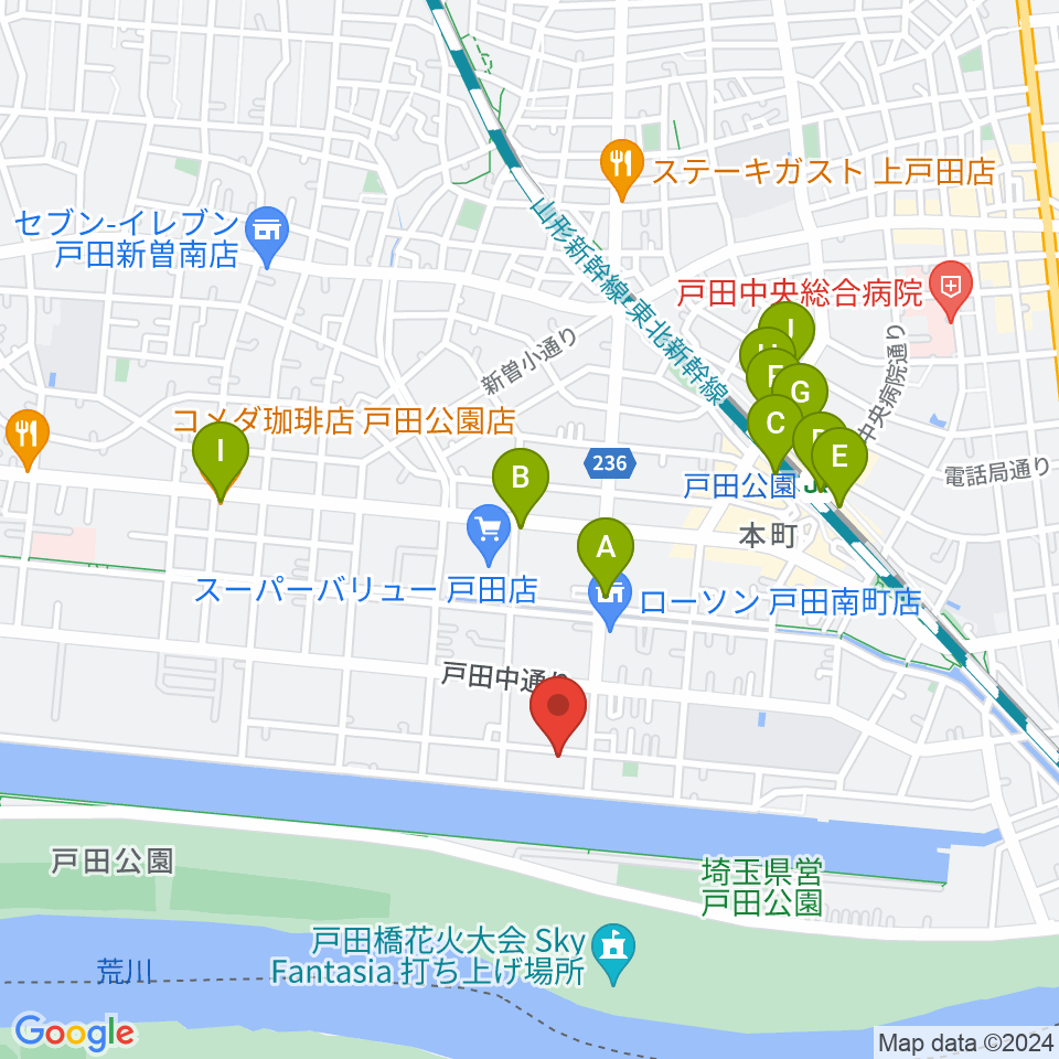 スタジオパークサイド周辺のカフェ一覧地図