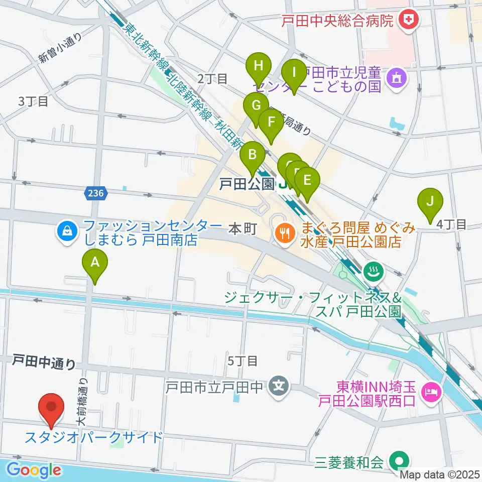 スタジオパークサイド周辺のカフェ一覧地図