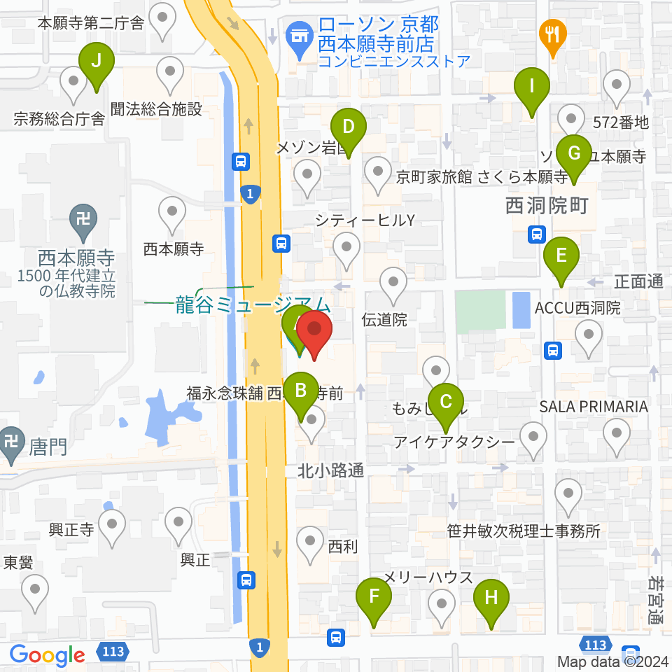 龍谷ミュージアム周辺のカフェ一覧地図