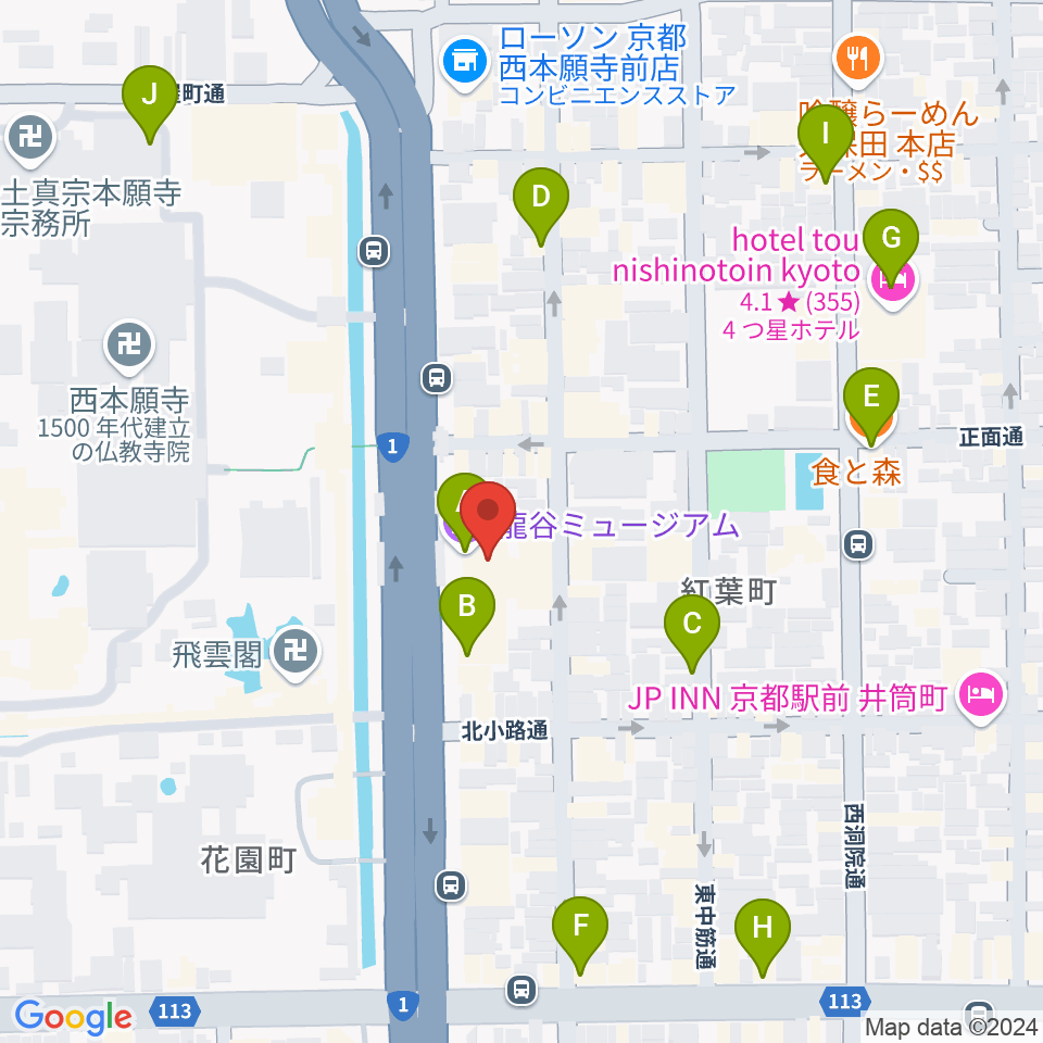 龍谷ミュージアム周辺のカフェ一覧地図