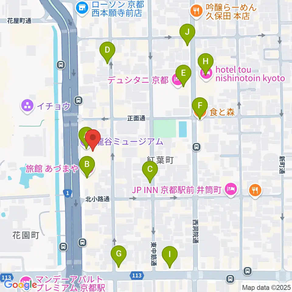 龍谷ミュージアム周辺のカフェ一覧地図