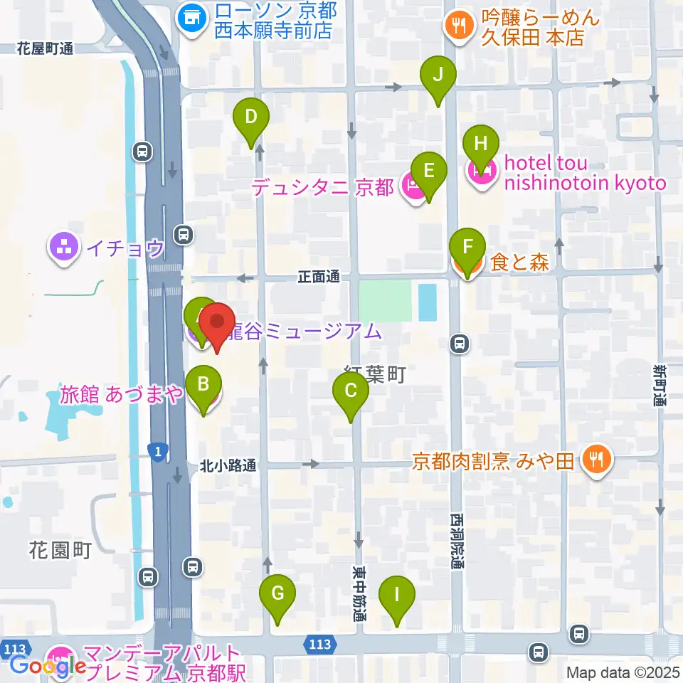 龍谷ミュージアム周辺のカフェ一覧地図