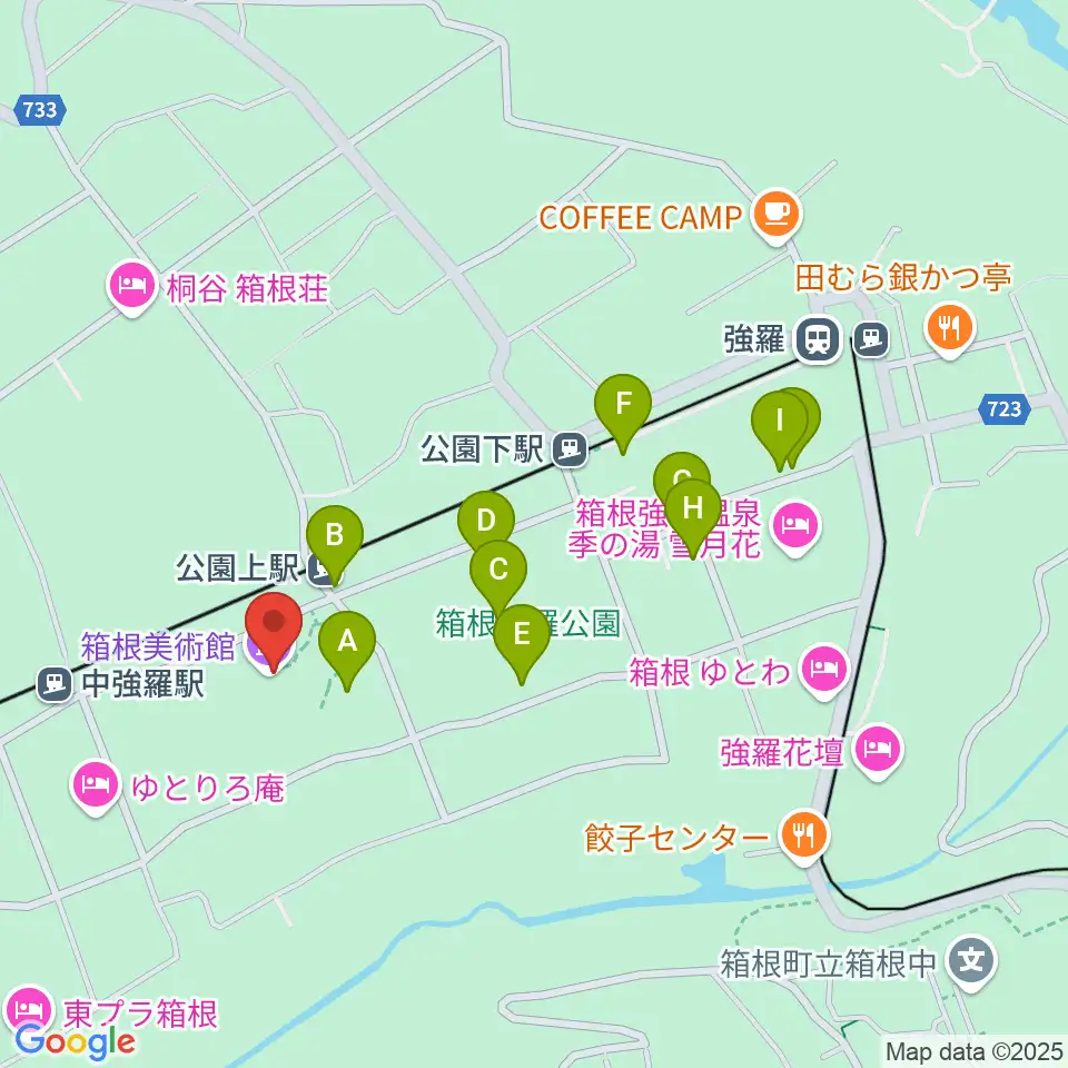箱根美術館周辺のカフェ一覧地図