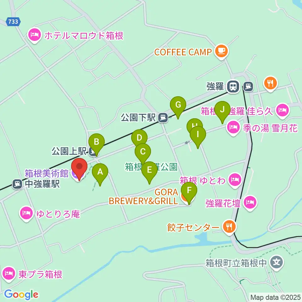 箱根美術館周辺のカフェ一覧地図