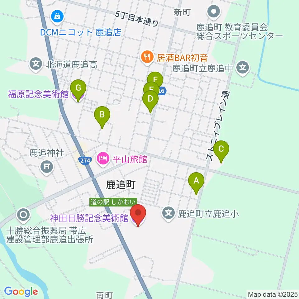 神田日勝記念美術館周辺のカフェ一覧地図
