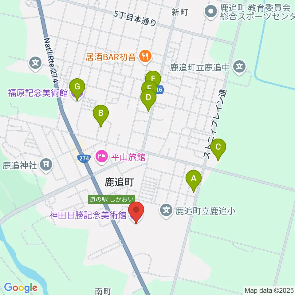神田日勝記念美術館周辺のカフェ一覧地図