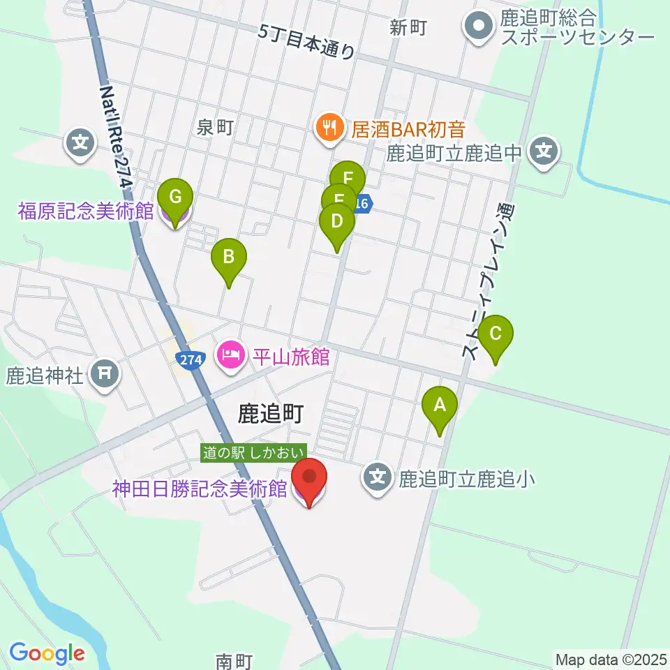 神田日勝記念美術館周辺のカフェ一覧地図