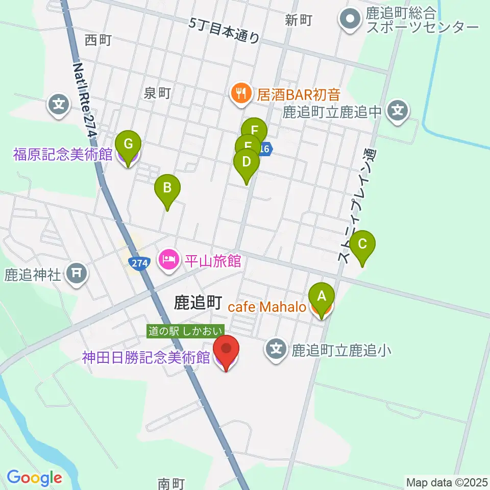 神田日勝記念美術館周辺のカフェ一覧地図