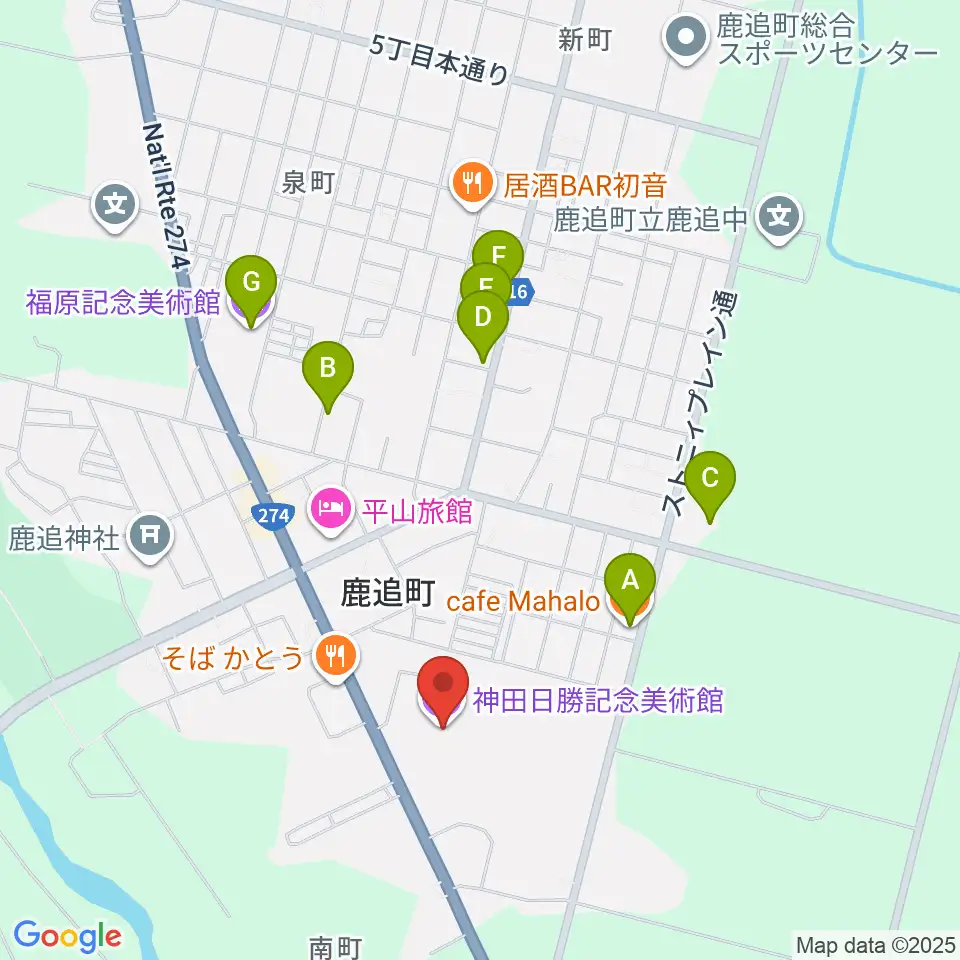 神田日勝記念美術館周辺のカフェ一覧地図