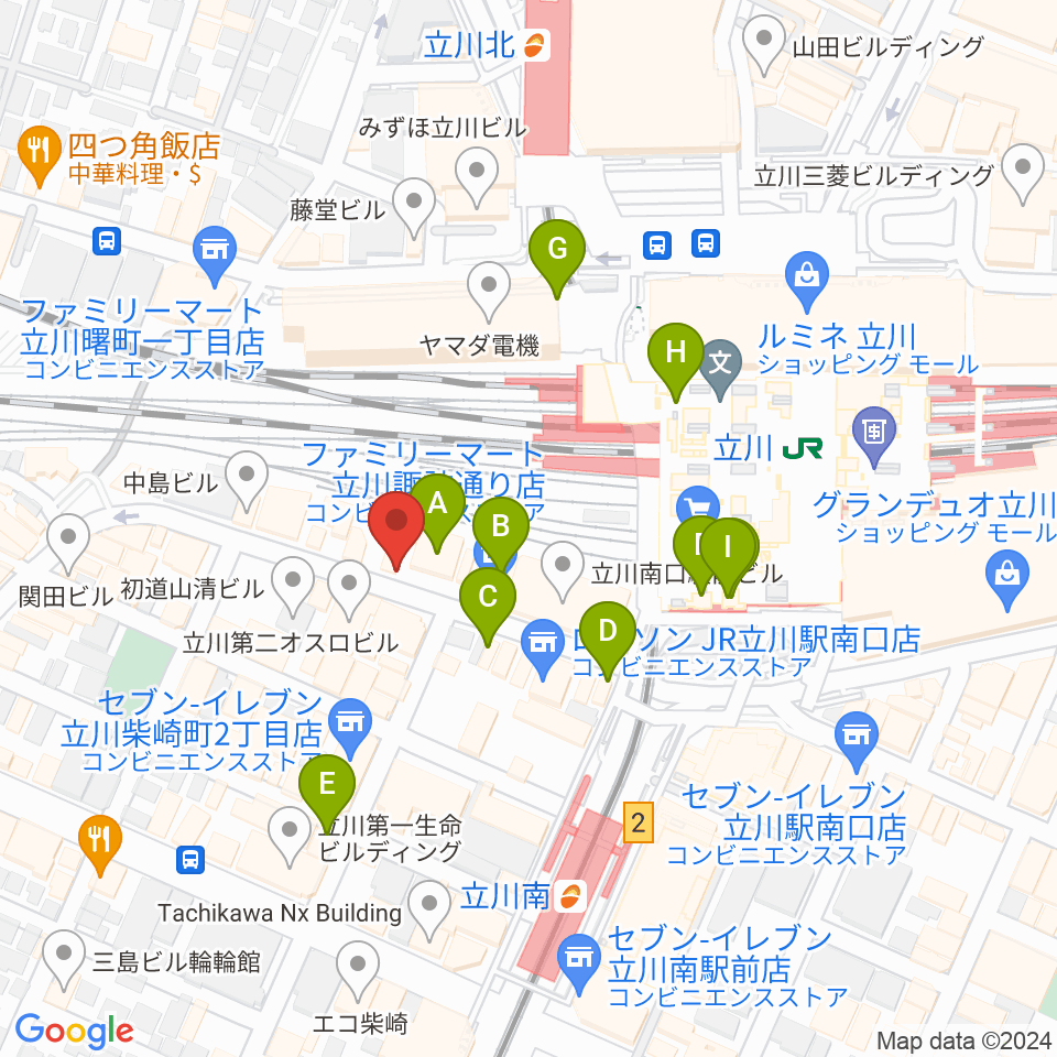 立川スタジオネイ周辺のカフェ一覧地図