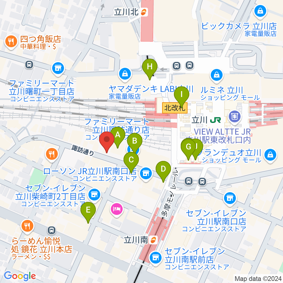 立川スタジオネイ周辺のカフェ一覧地図