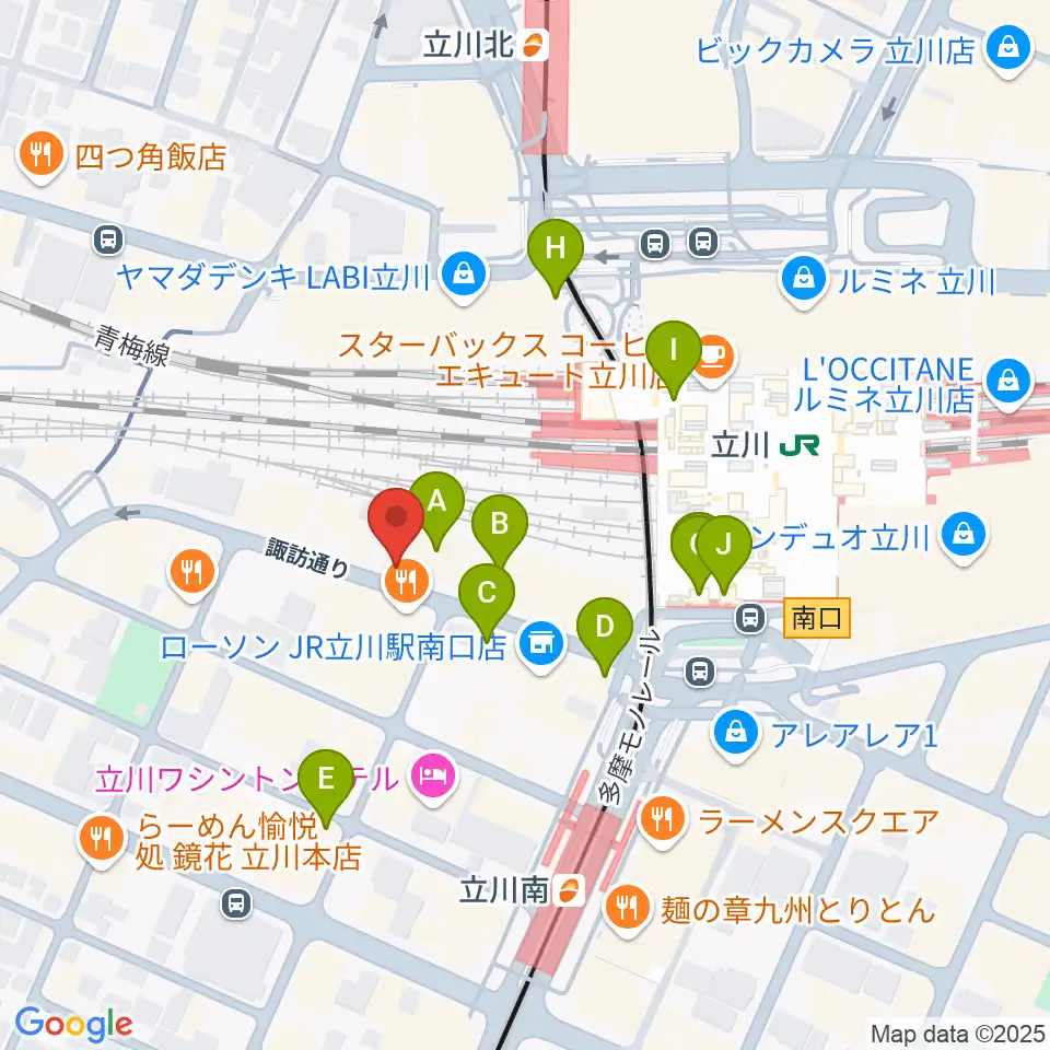 立川スタジオネイ周辺のカフェ一覧地図
