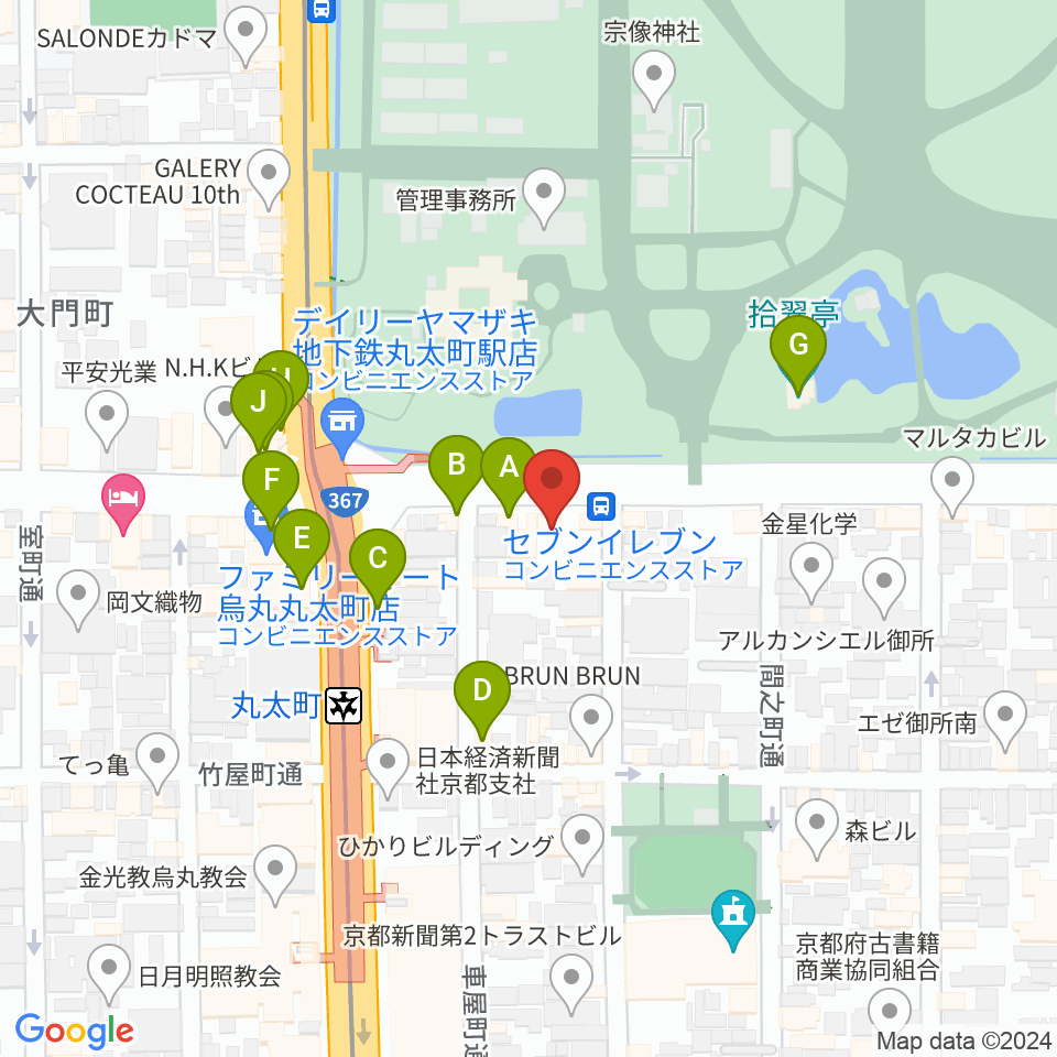 JEUGIAフォーラム京都御所南周辺のカフェ一覧地図