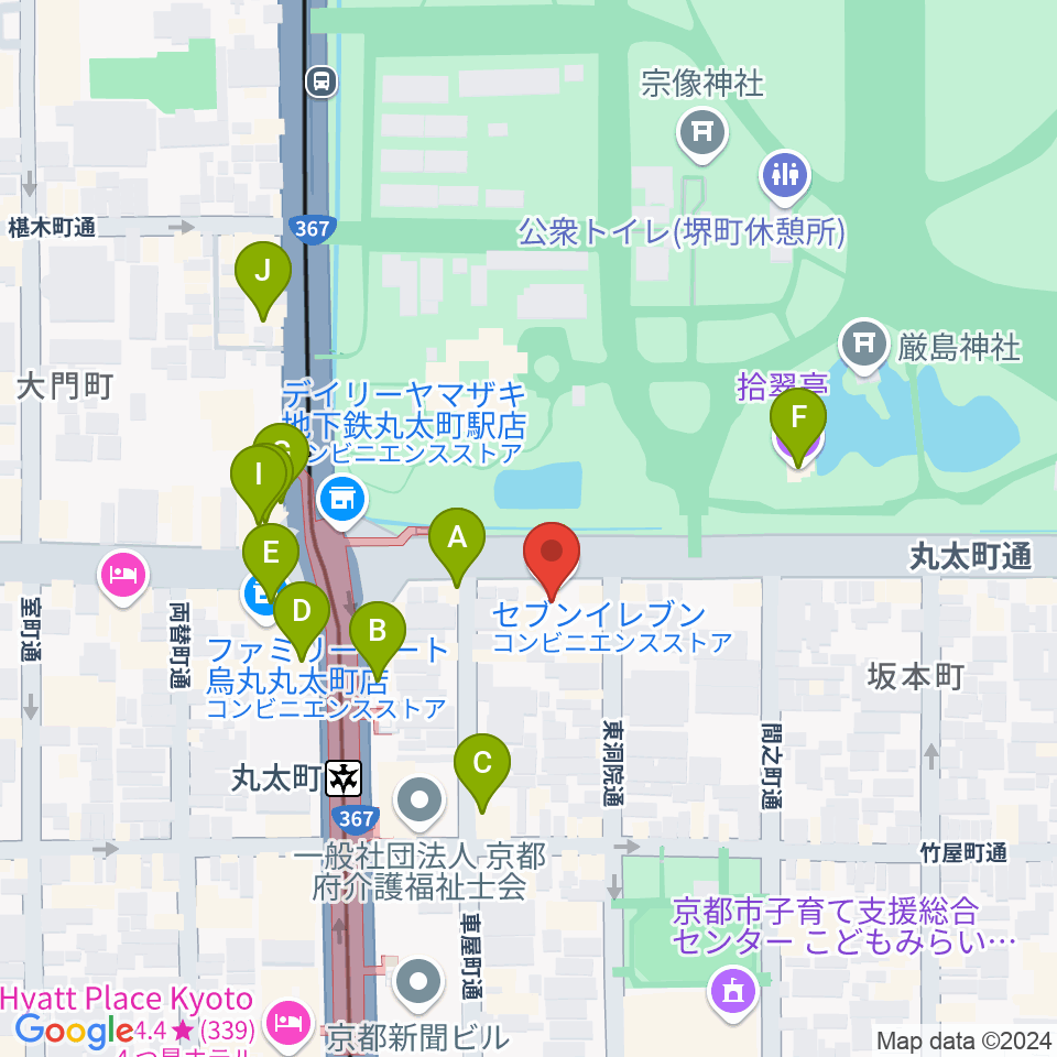 JEUGIAフォーラム京都御所南周辺のカフェ一覧地図