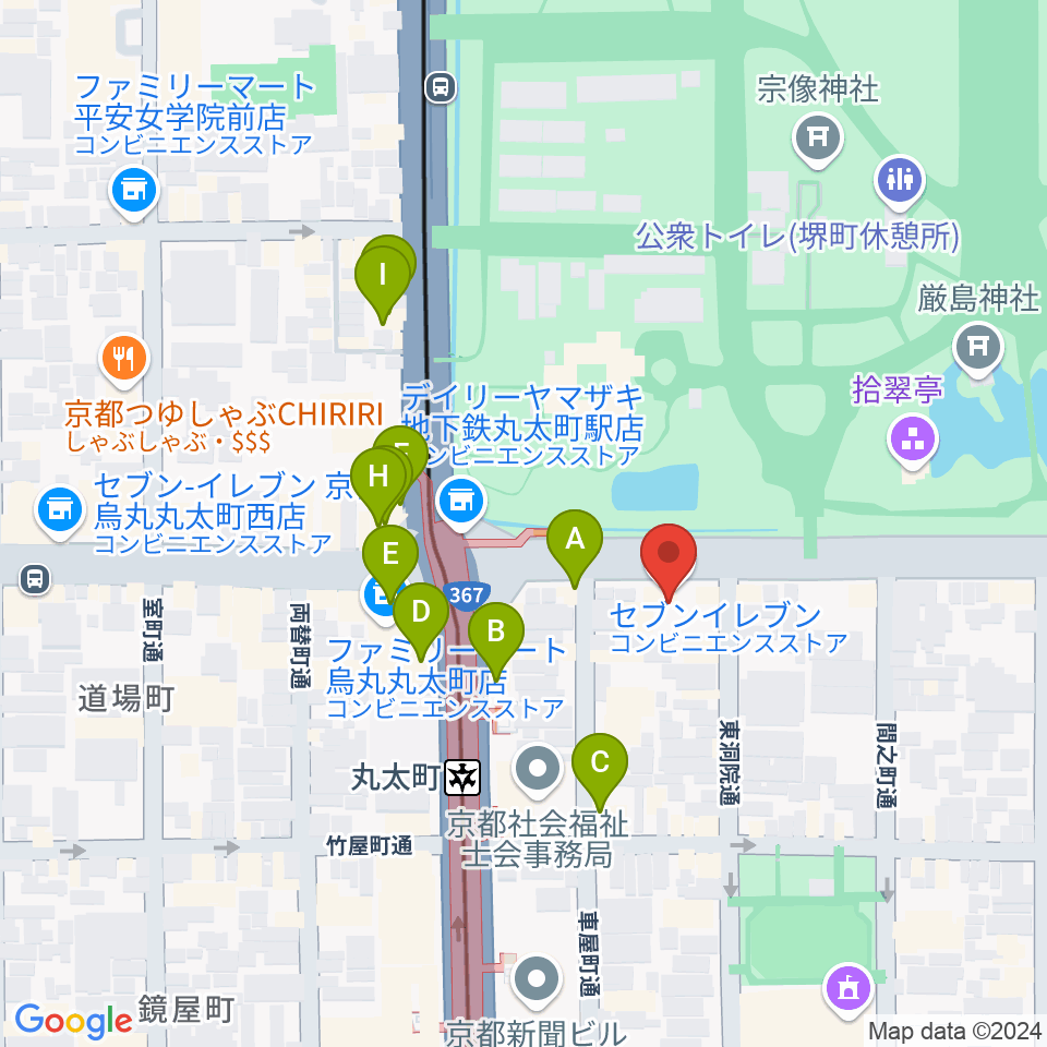 JEUGIAフォーラム京都御所南周辺のカフェ一覧地図