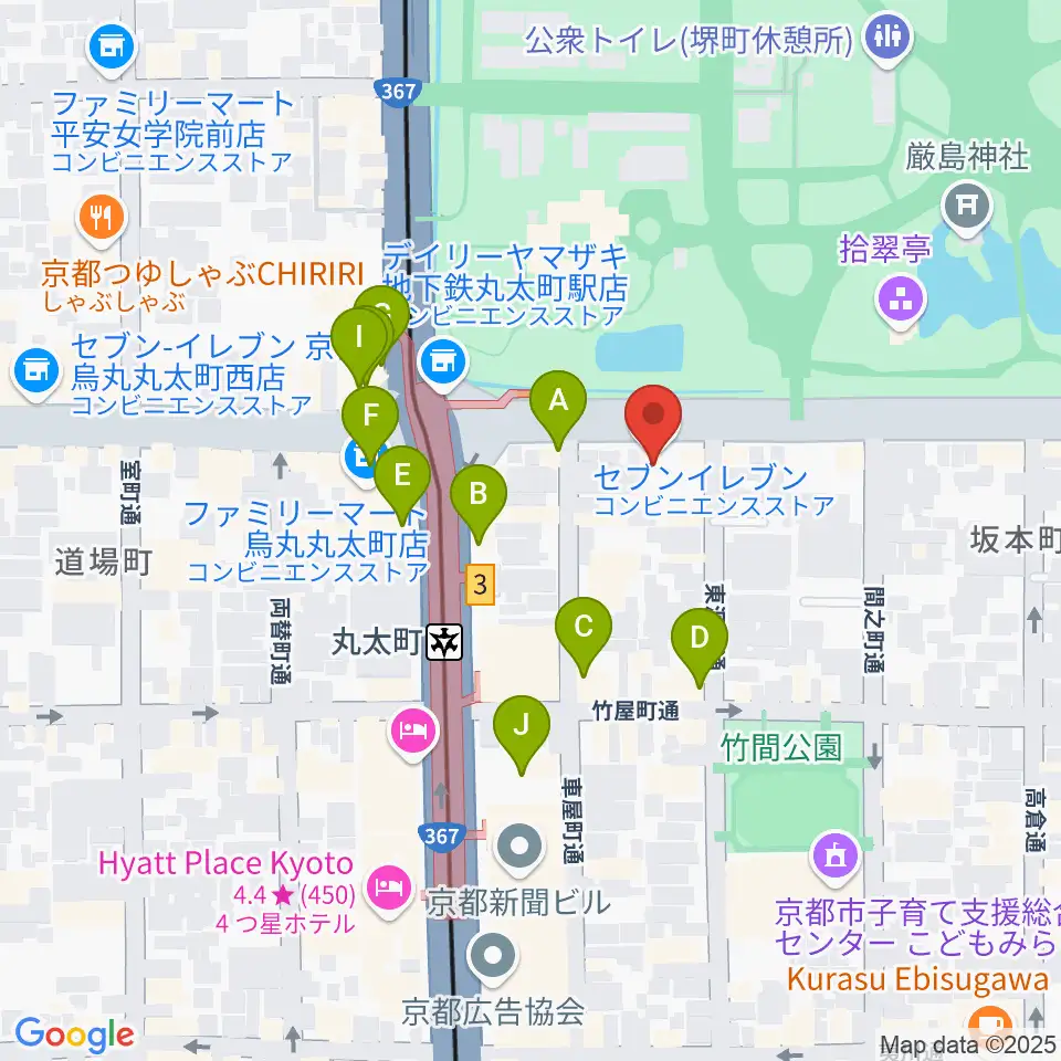 JEUGIAフォーラム京都御所南周辺のカフェ一覧地図
