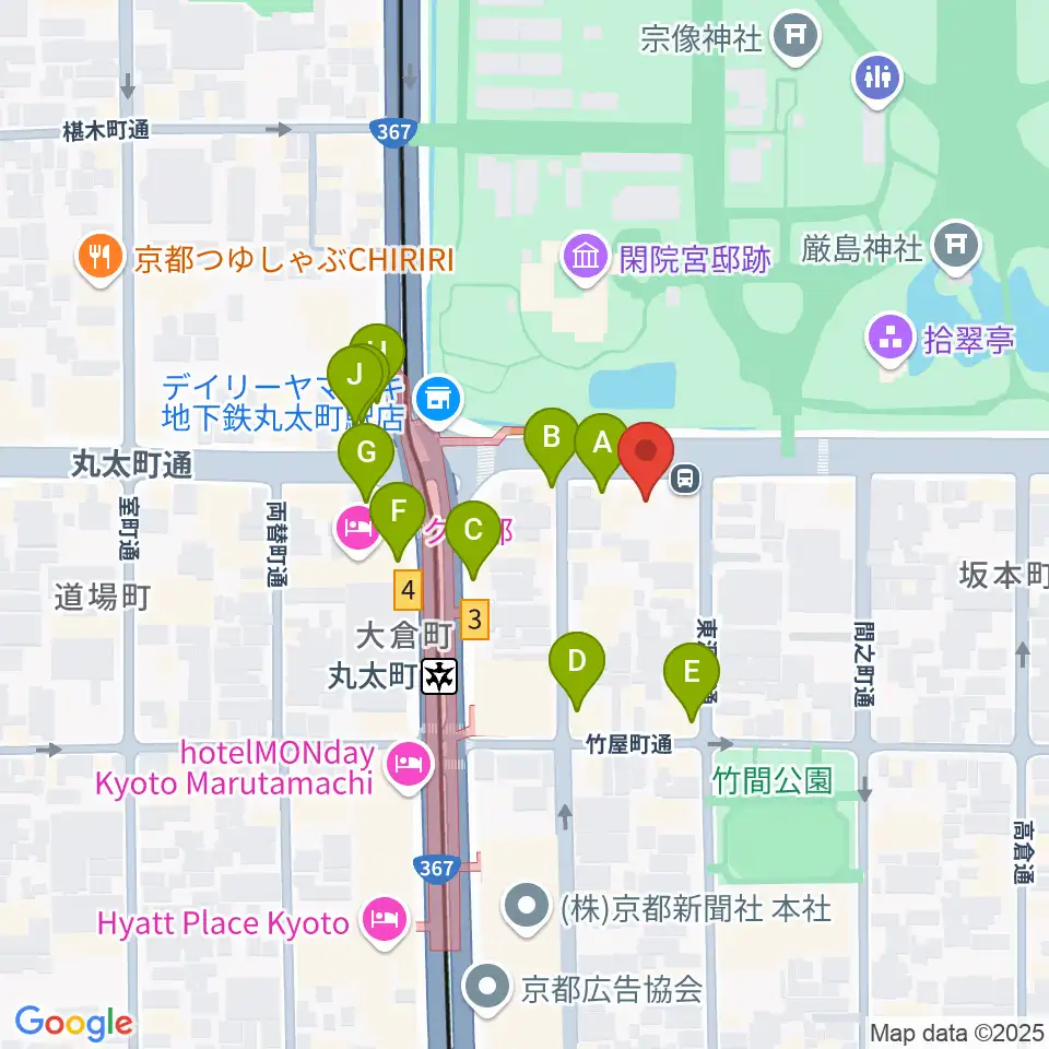 JEUGIAフォーラム京都御所南周辺のカフェ一覧地図