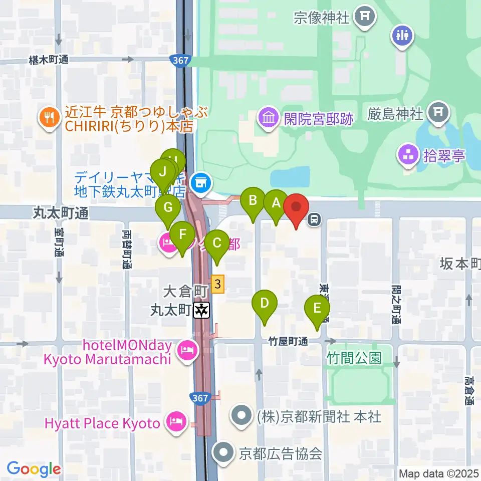 JEUGIAフォーラム京都御所南周辺のカフェ一覧地図