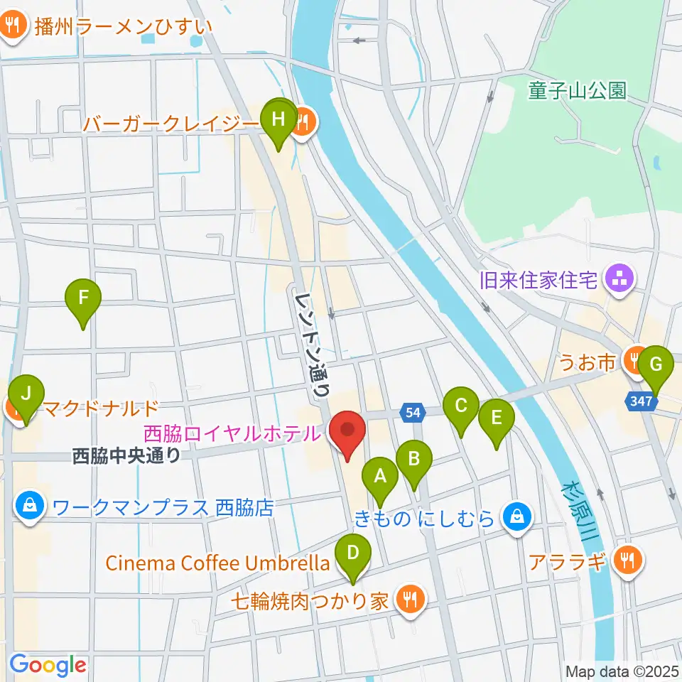 西脇市立音楽ホール アピカホール周辺のカフェ一覧地図