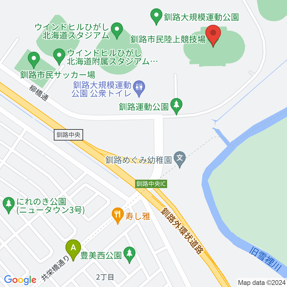 釧路市民陸上競技場周辺のカフェ一覧地図