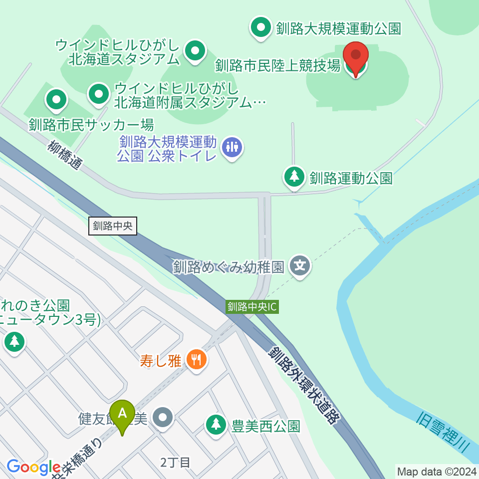 釧路市民陸上競技場周辺のカフェ一覧地図