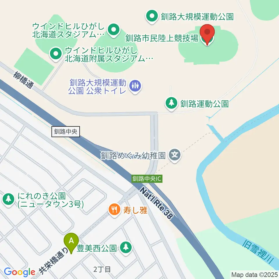 釧路市民陸上競技場周辺のカフェ一覧地図