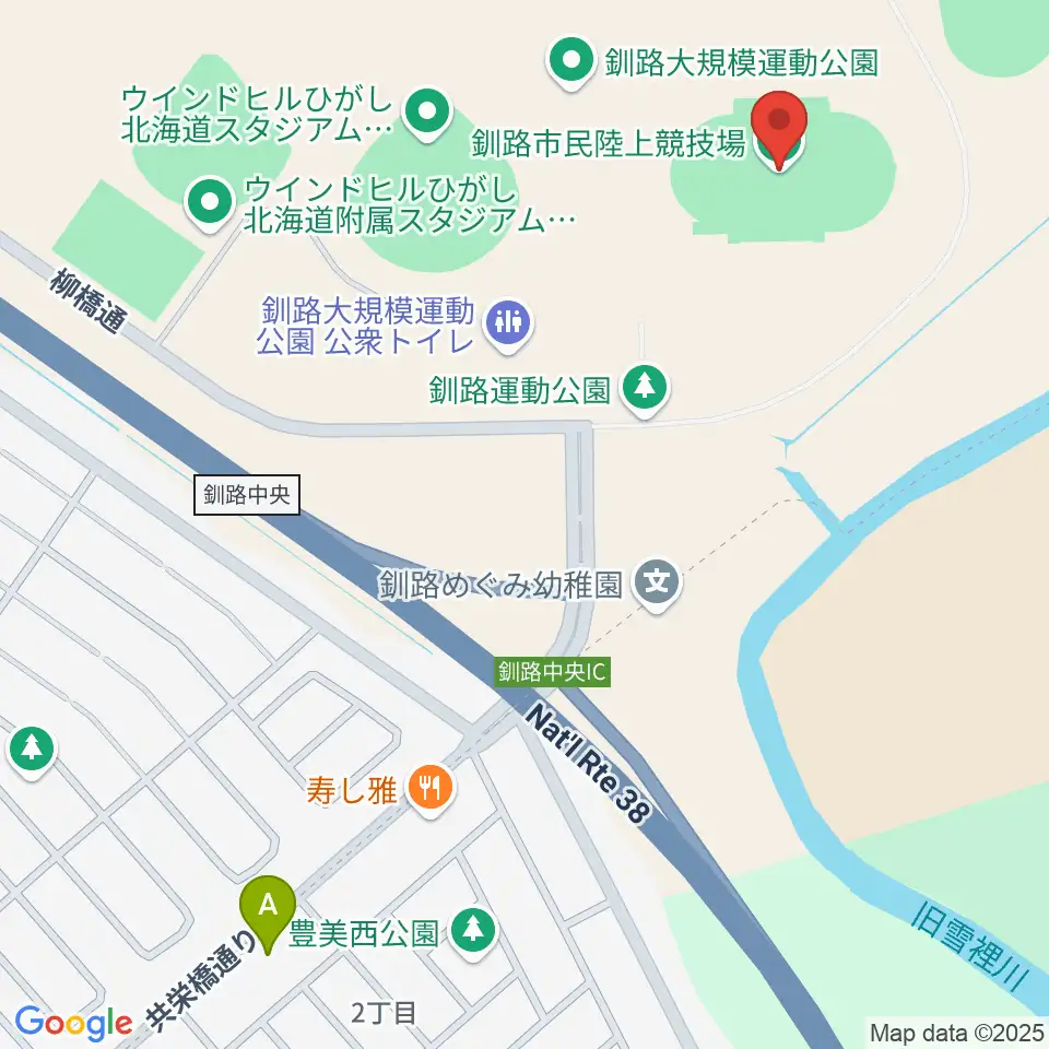 釧路市民陸上競技場周辺のカフェ一覧地図