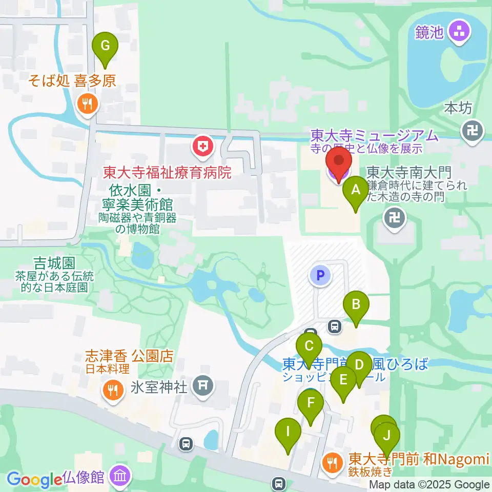 東大寺ミュージアム周辺のカフェ一覧地図