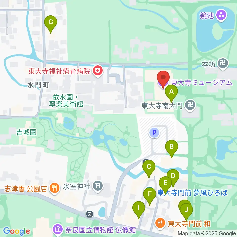 東大寺ミュージアム周辺のカフェ一覧地図