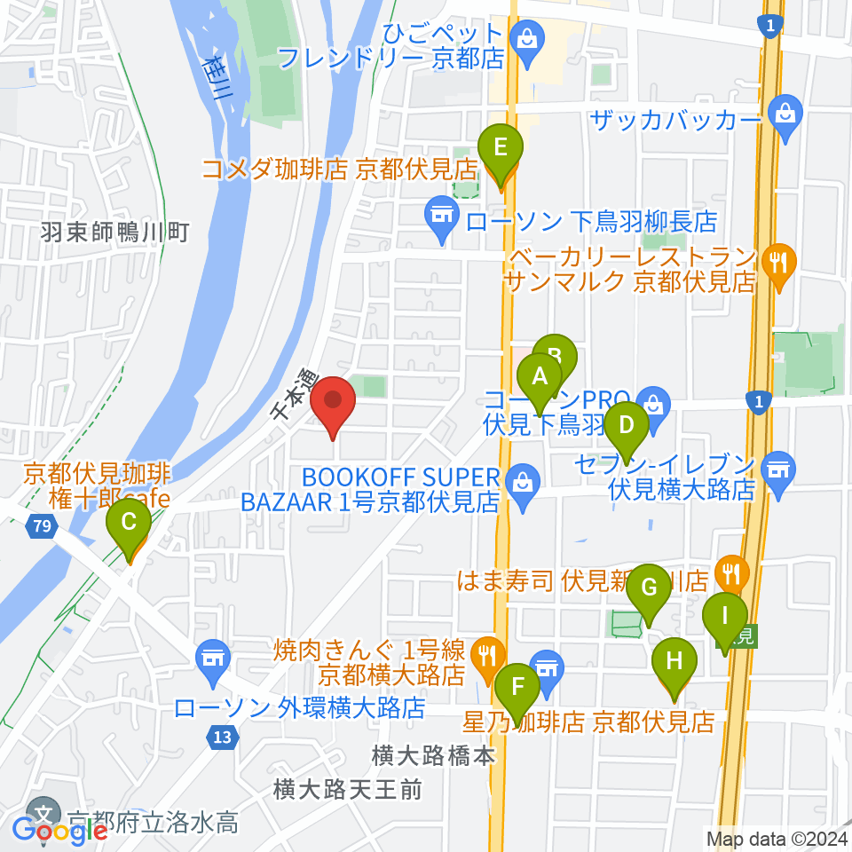 スタジオ・ウイット周辺のカフェ一覧地図