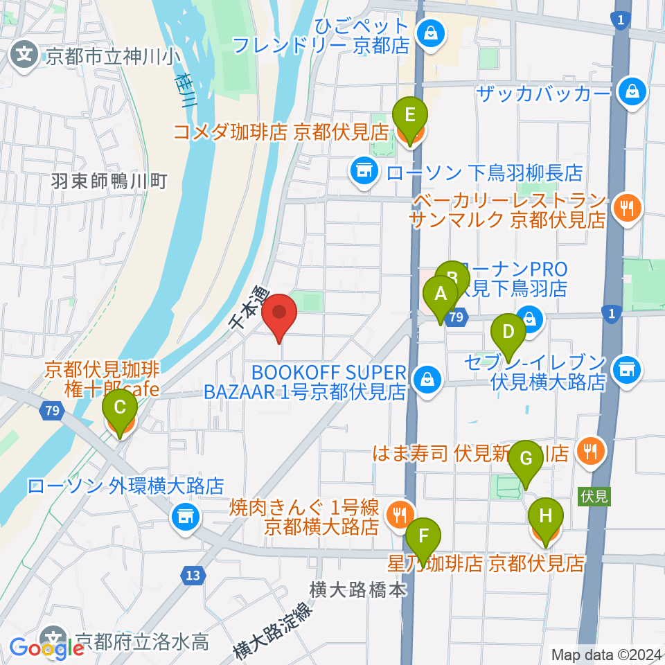 スタジオ・ウイット周辺のカフェ一覧地図