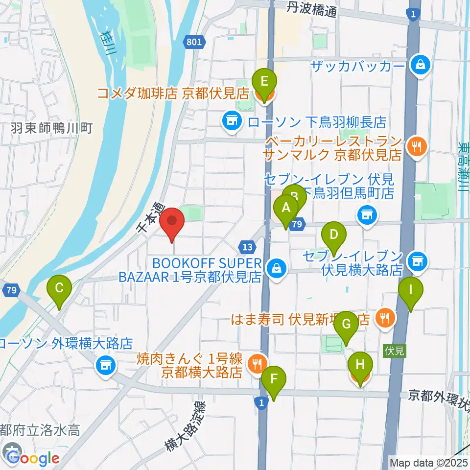 スタジオ・ウイット周辺のカフェ一覧地図