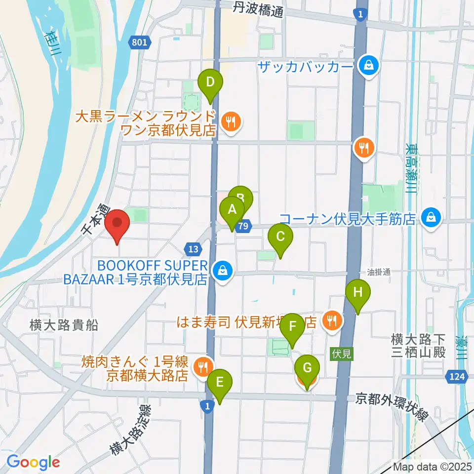 スタジオ・ウイット周辺のカフェ一覧地図